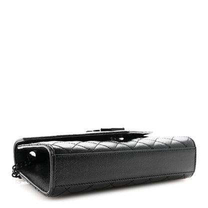 Grain De Poudre Textured Mixed Matelasse Triquilt Small Monogram Monochrome Satchel Black