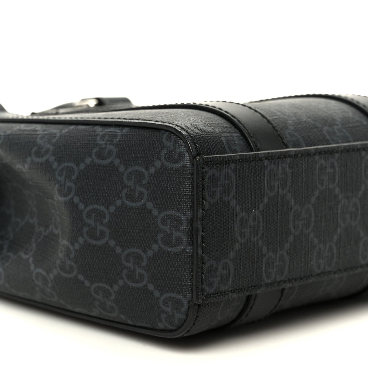 GG Supreme Monogram Appia Calfskin Web Mini Tote Bag Black