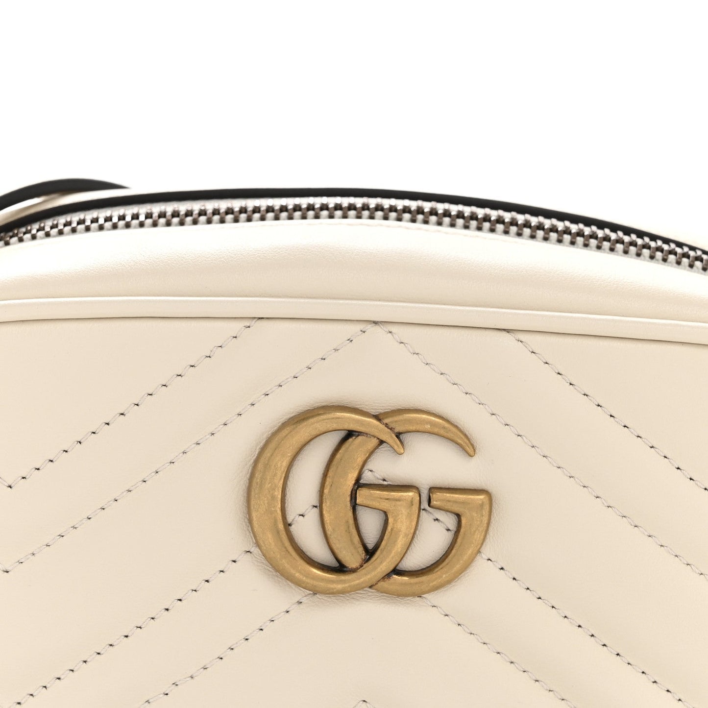 Calfskin Matelasse Small GG Marmont Chain Shoulder Bag White