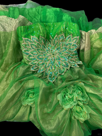 formaldressy-Green gorgeous floral exquisite beaded long tulle ball gown gh5354