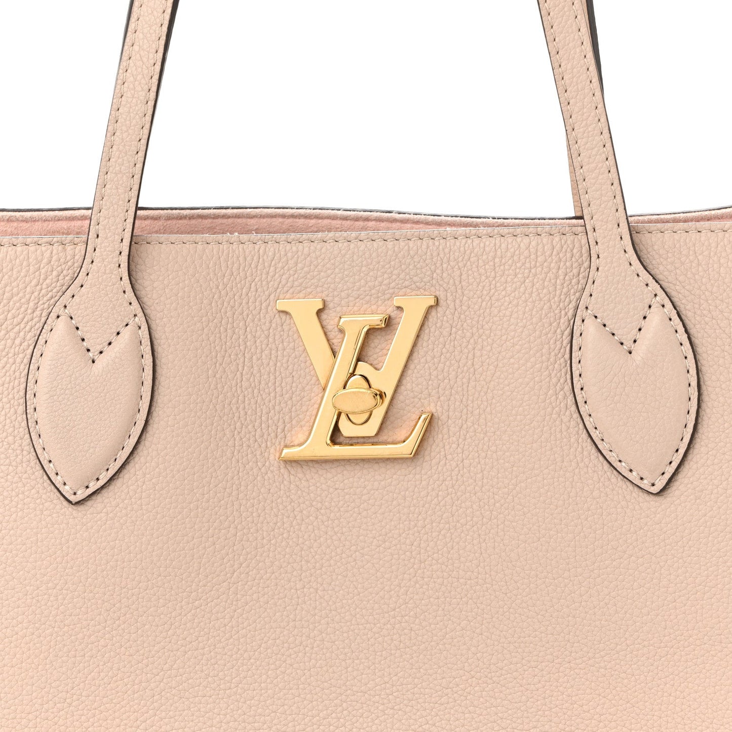 Grained Calfskin Lockme Shopper Greige