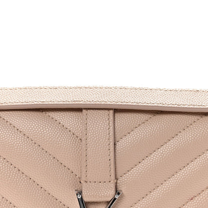Grain De Poudre Textured Mixed Matelasse Medium Triquilt Monogram Satchel Marble Pink