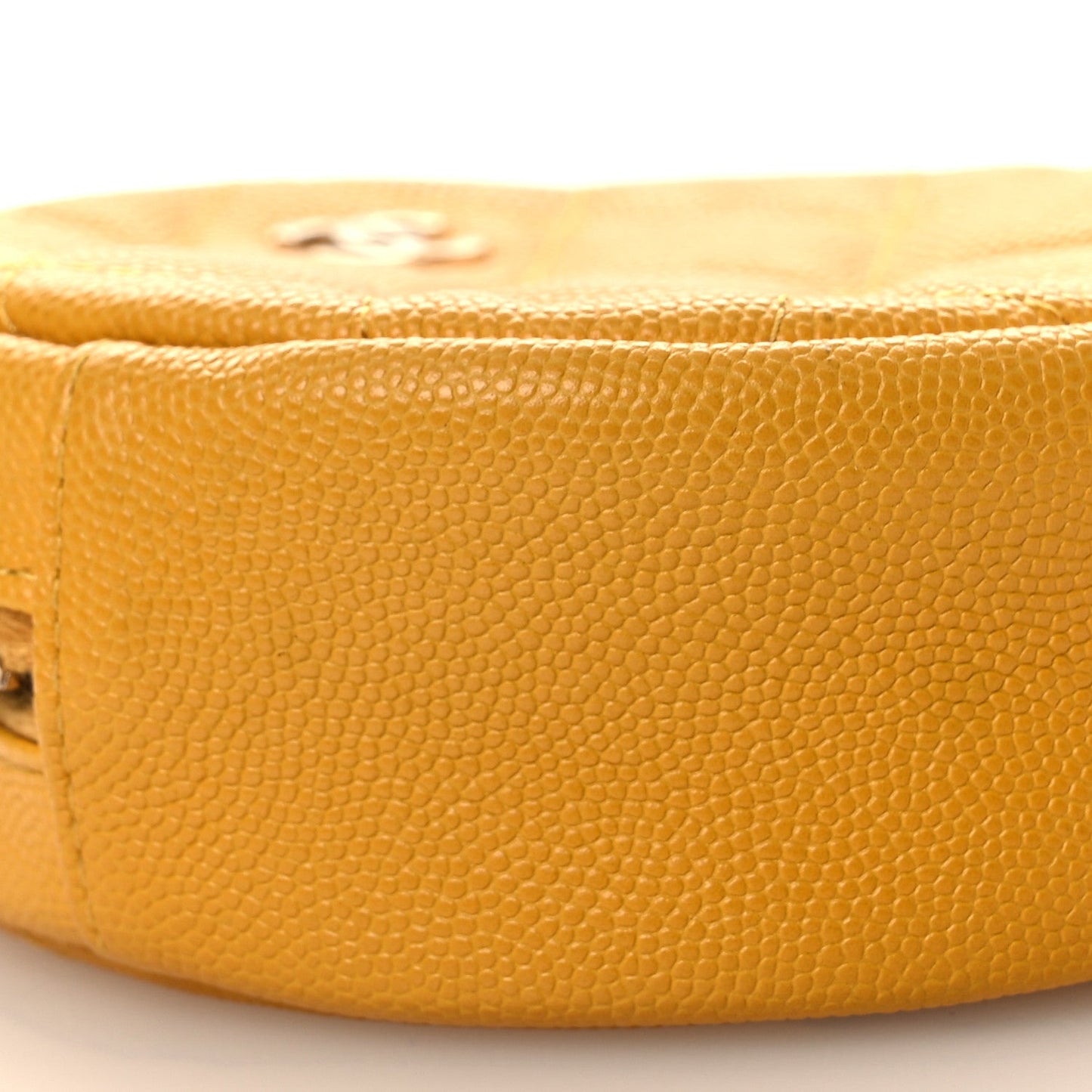 Caviar Quilted Round Clutch With Chain Yellow