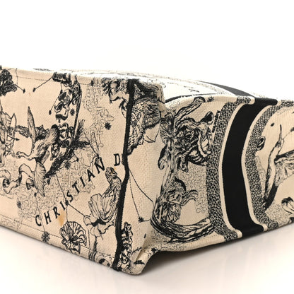 Canvas Embroidered Large Zodiac Toile De Jouy Book Tote Latte
