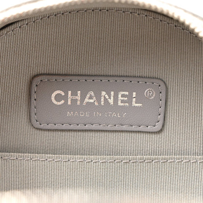 Metallic Glazed Calfskin Round As Earth Evening Bag Silver