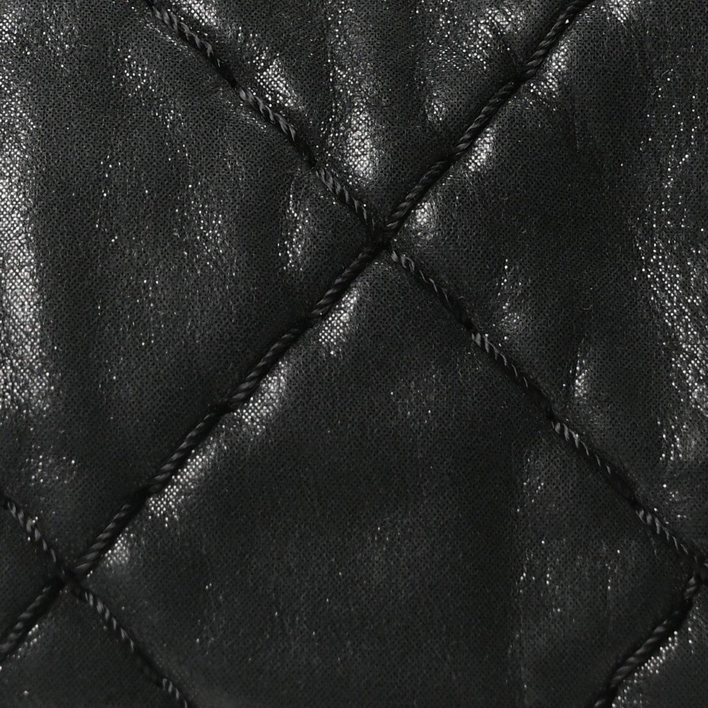 Iridescent Calfskin Quilted Relax CC Bowler Bag Black