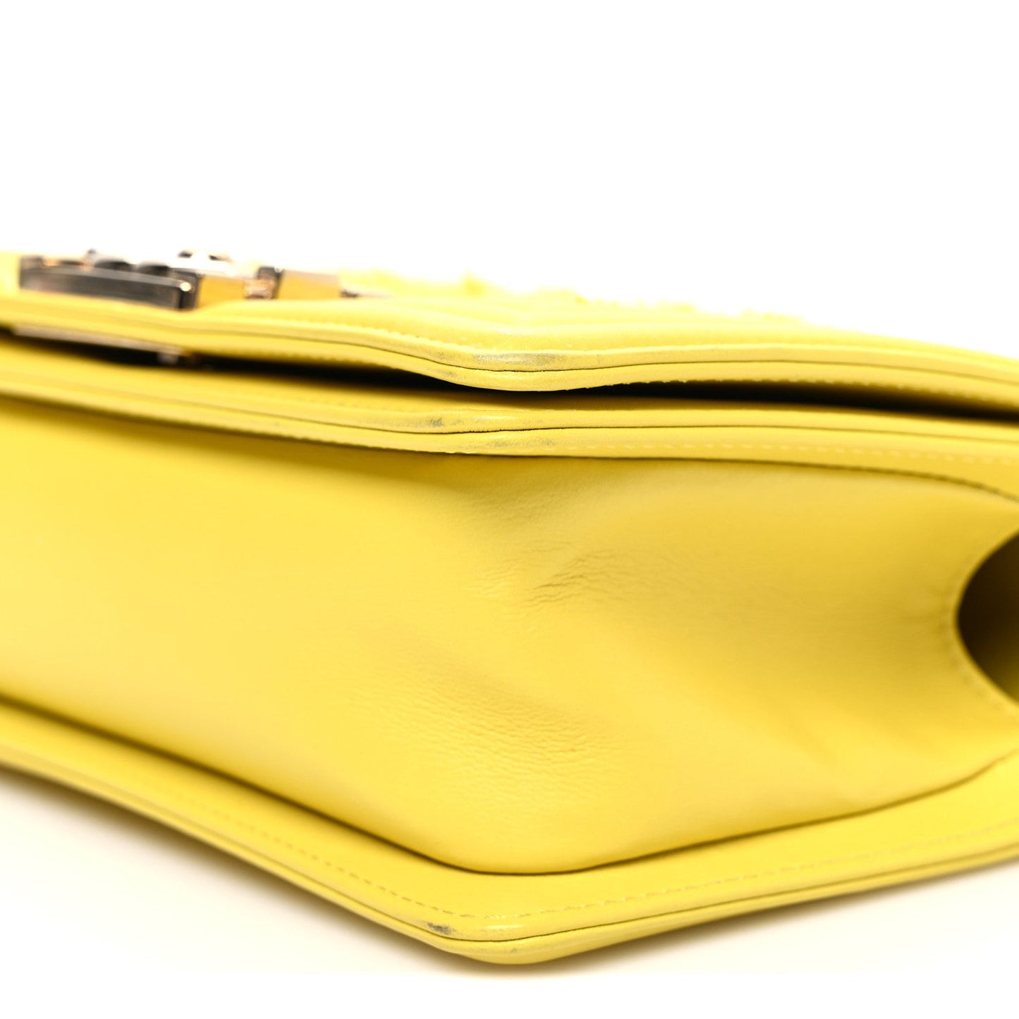 Lambskin Tweed Small Boy Flap Yellow