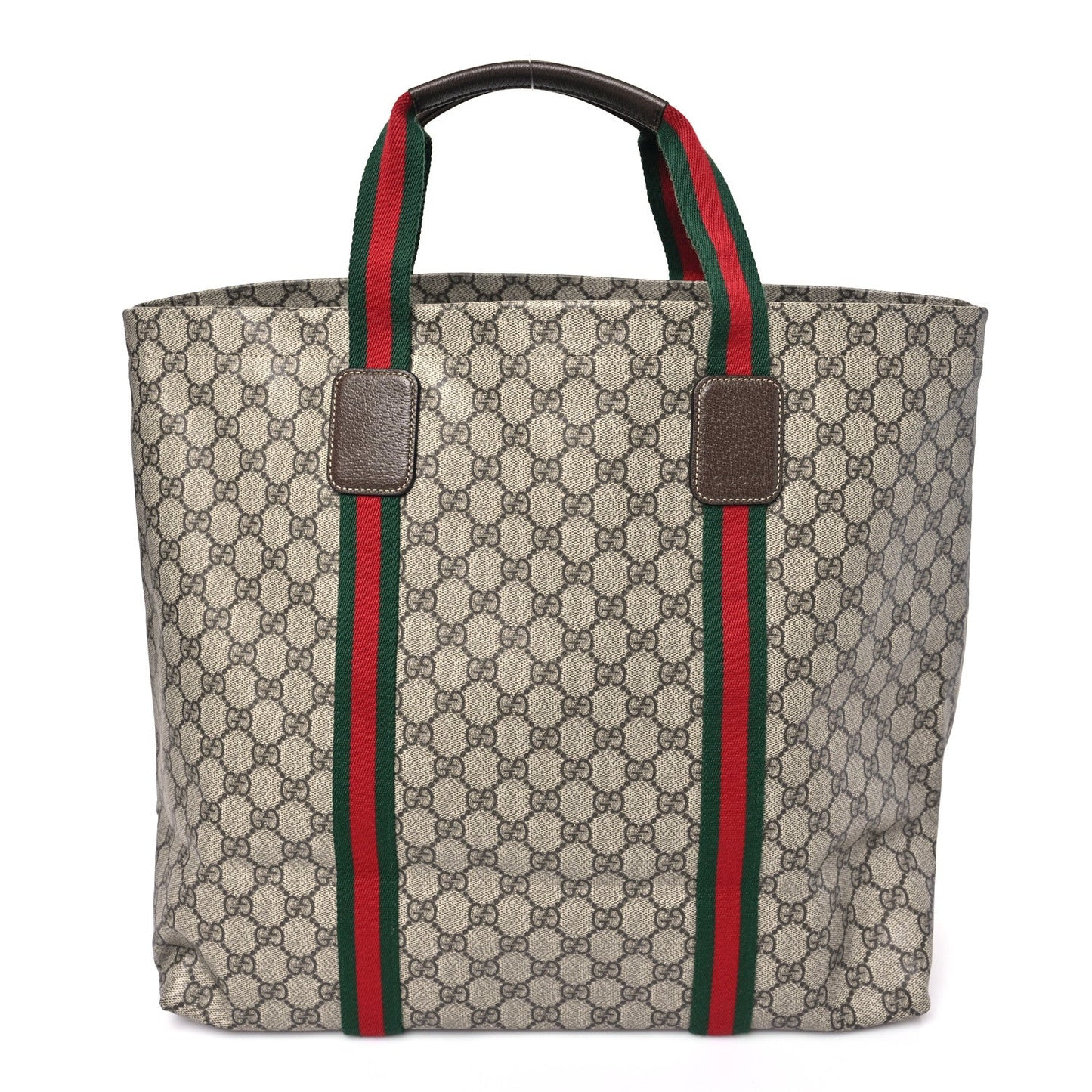 Tender GG Supreme Monogram Textured Dollar Calfskin Web Tote Beige Ebony New Acero