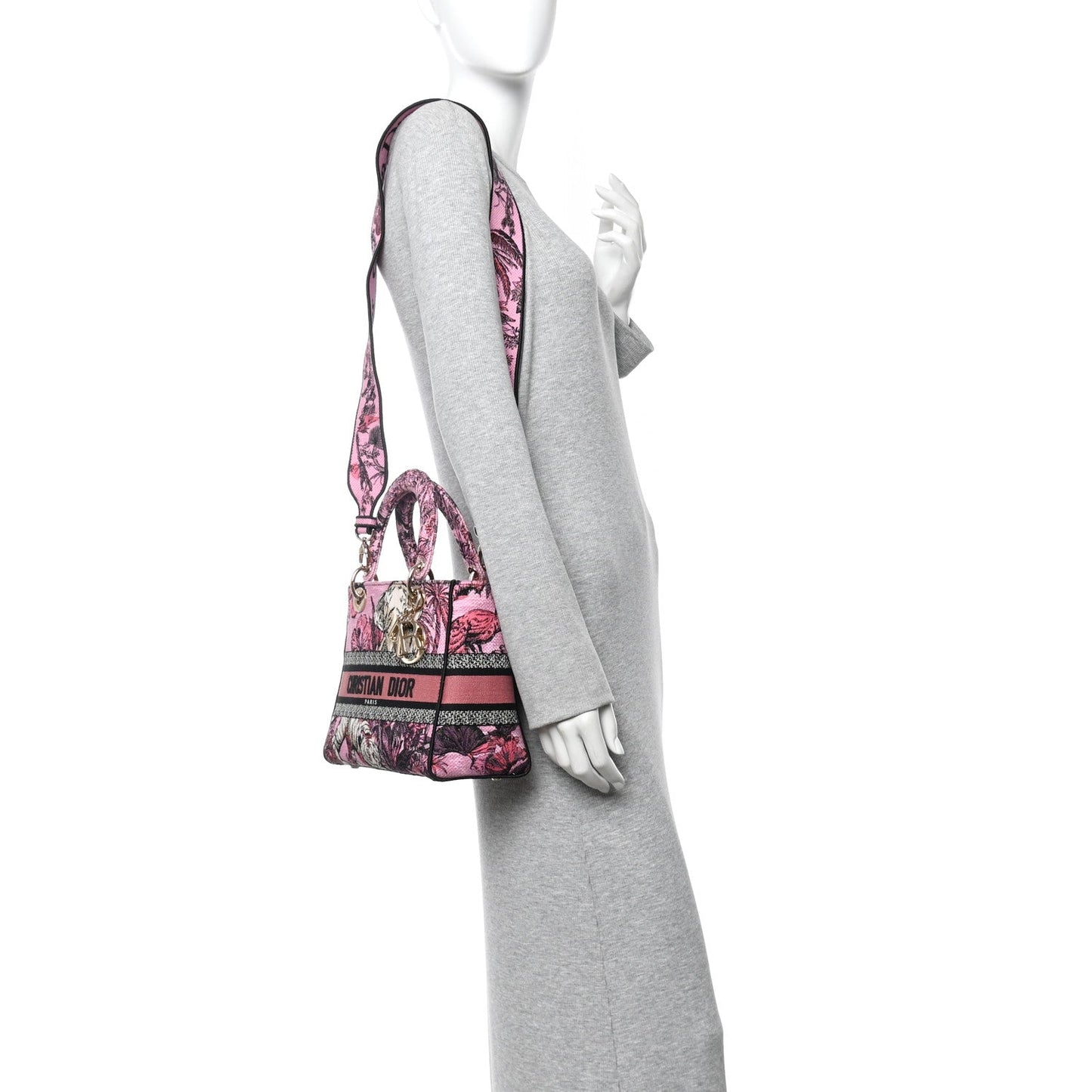 Toile de Jouy Voyage Embroidered Medium Lady D-Lite Fuchsia Multicolor