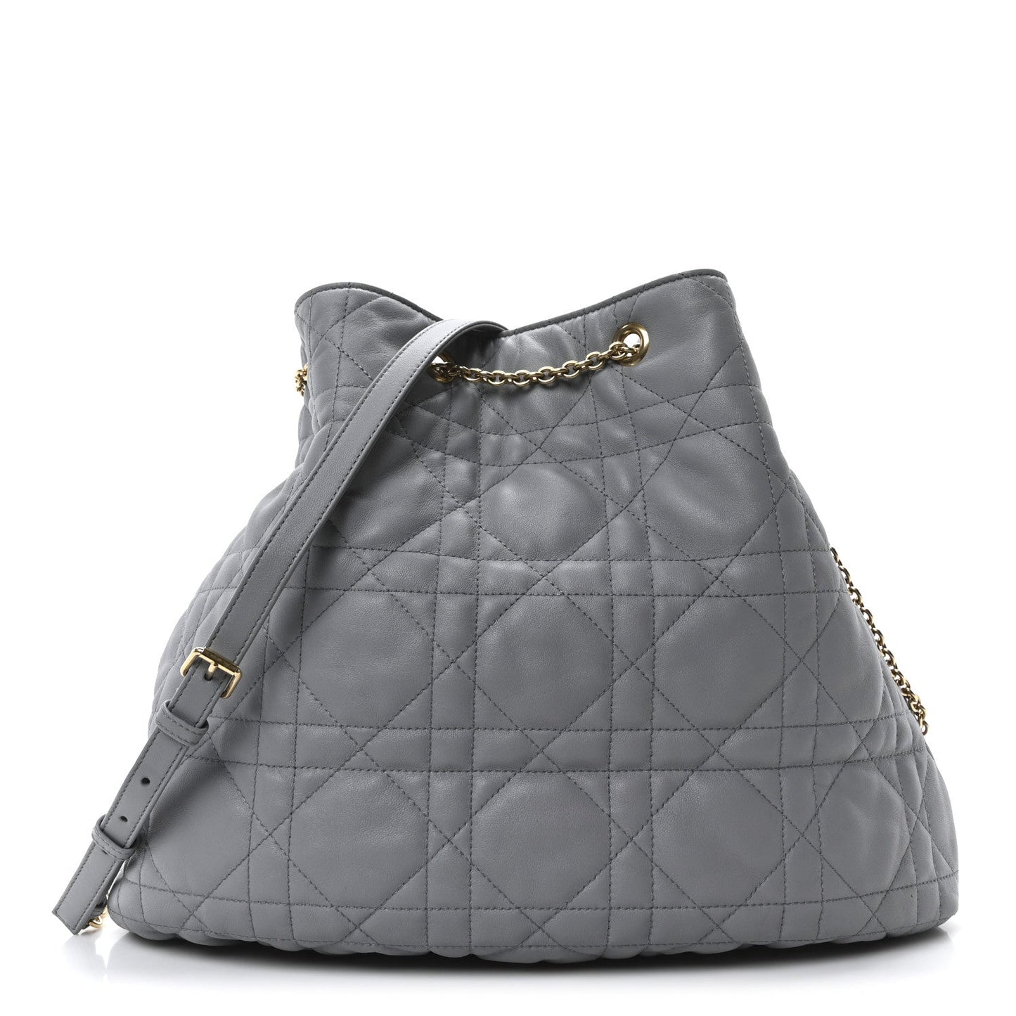 Lambskin Supple Macrocannage Ammi Bag Grey