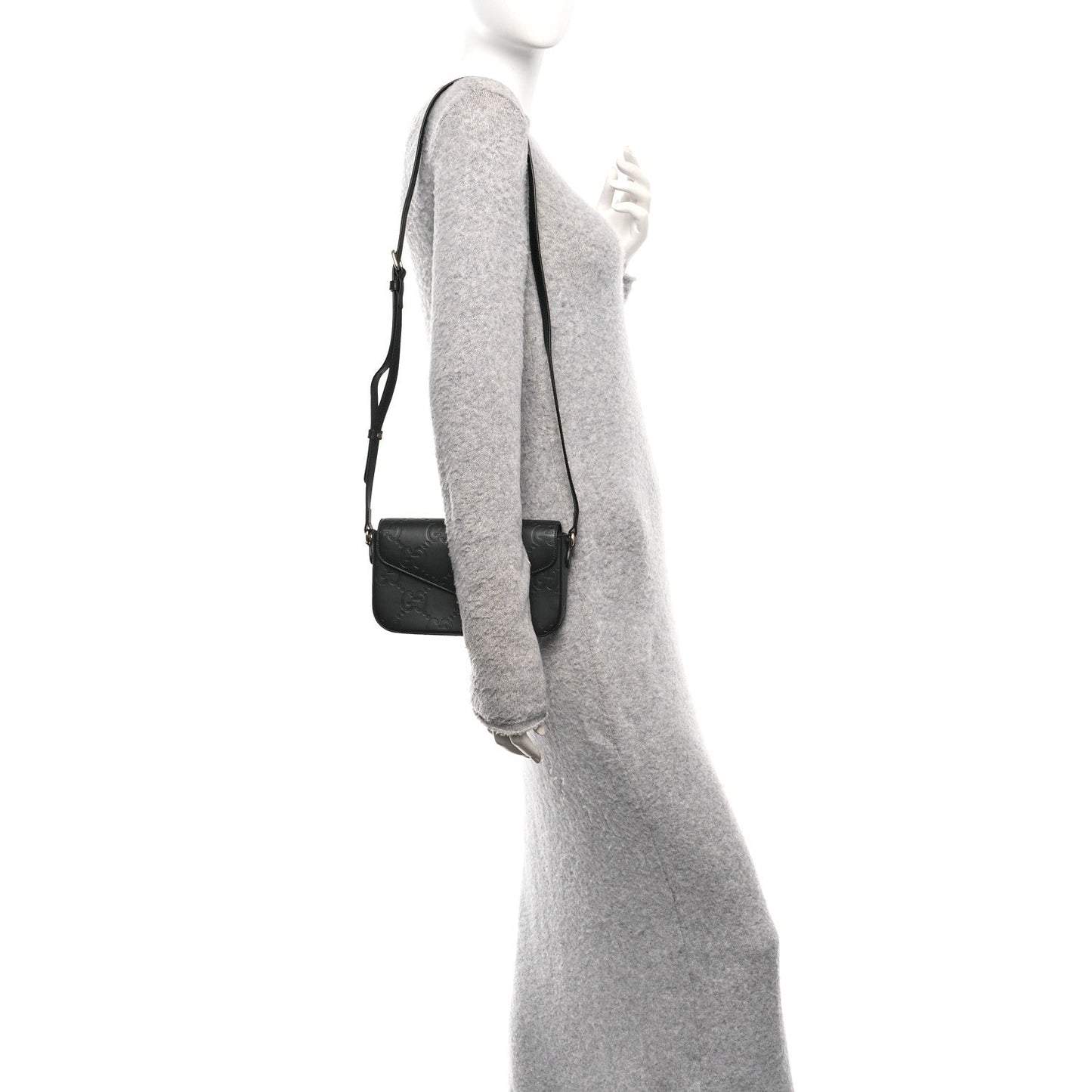 Gilbert Calfskin GG Super Mini Shoulder Bag Black