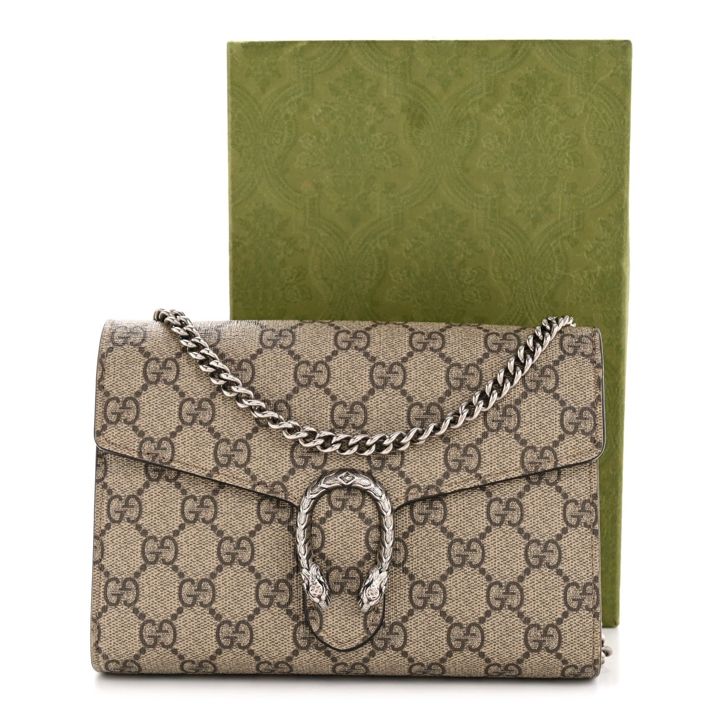 GG Supreme Monogram Mini Dionysus Chain Wallet Beige Taupe