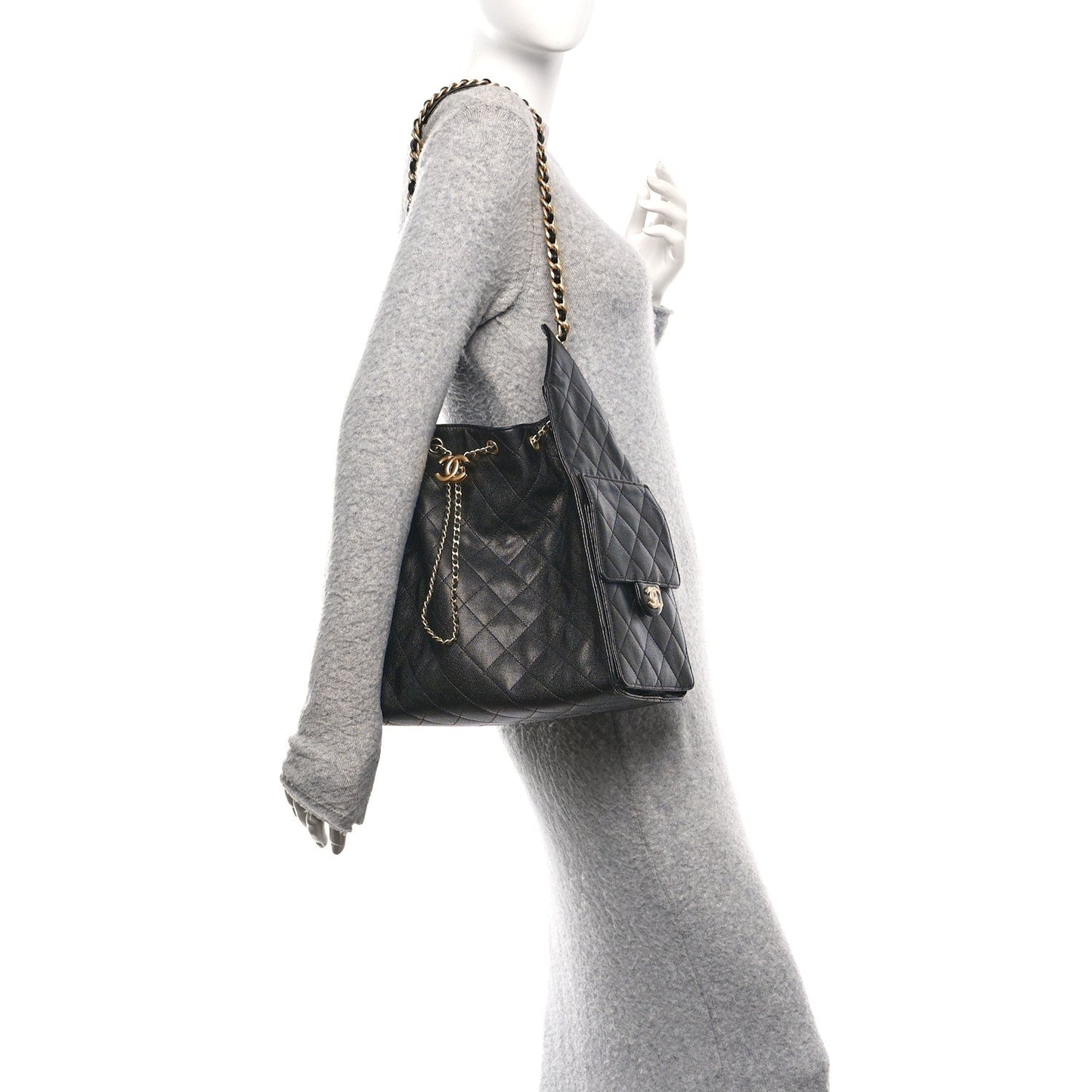 Caviar Quilted Medium Chanel 25 Handbag Black