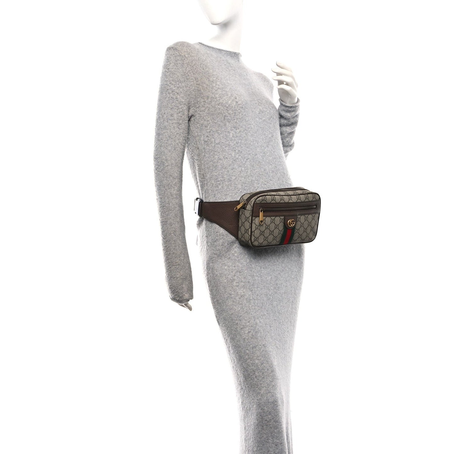 Soft GG Supreme Monogram Medium Ophidia Belt Bag Dark Brown
