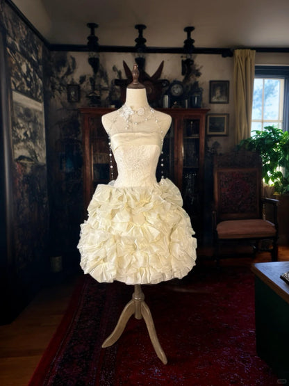 formaldressy-Ivory White Tulle Princess Short Formal Homecoming Dress Birthday Party Dress gh5356