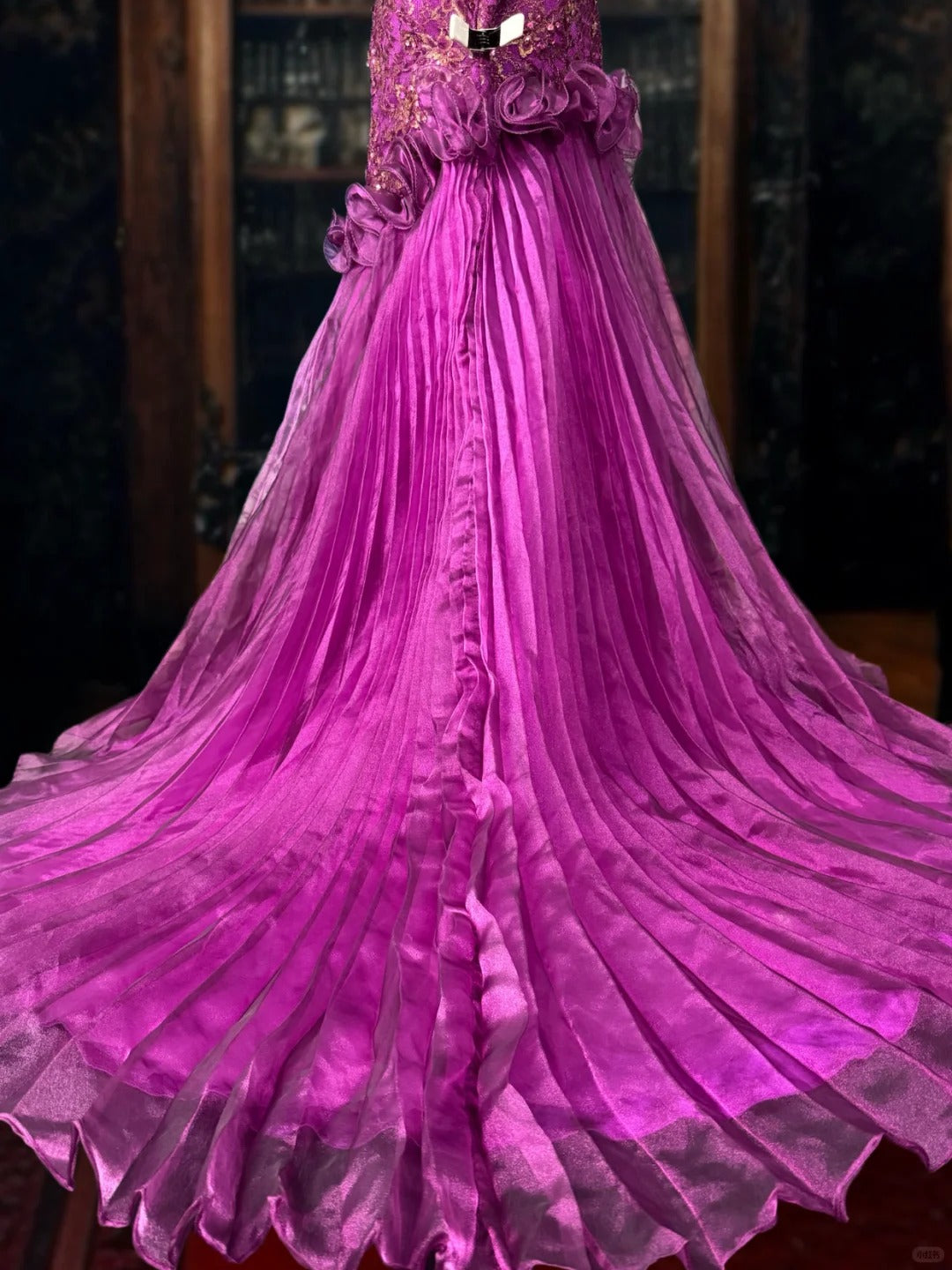 formaldressy-Purple gorgeous floral exquisite beaded long satin tulle mermaid prom dress evening dress gh5353