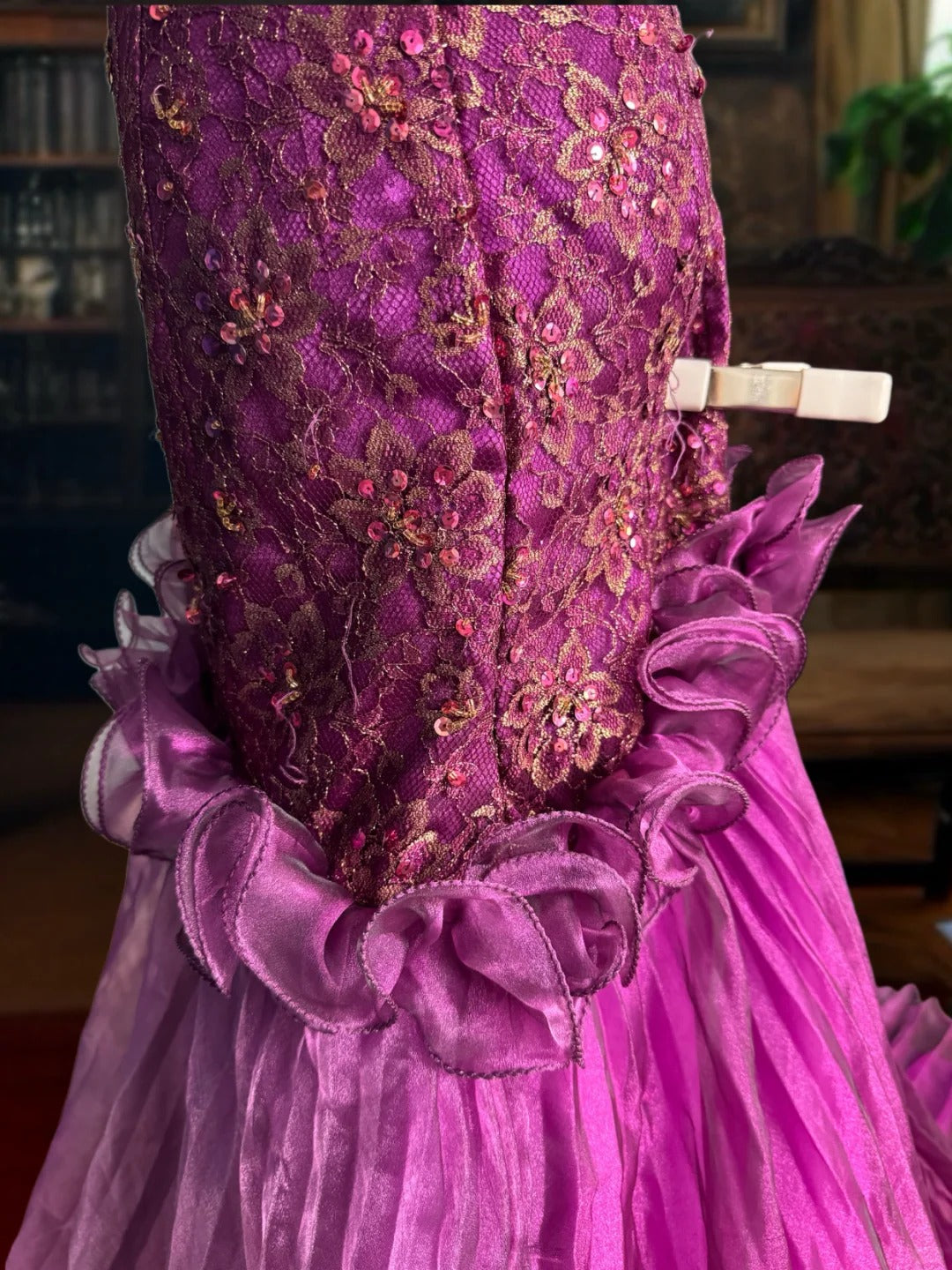formaldressy-Purple gorgeous floral exquisite beaded long satin tulle mermaid prom dress evening dress gh5353