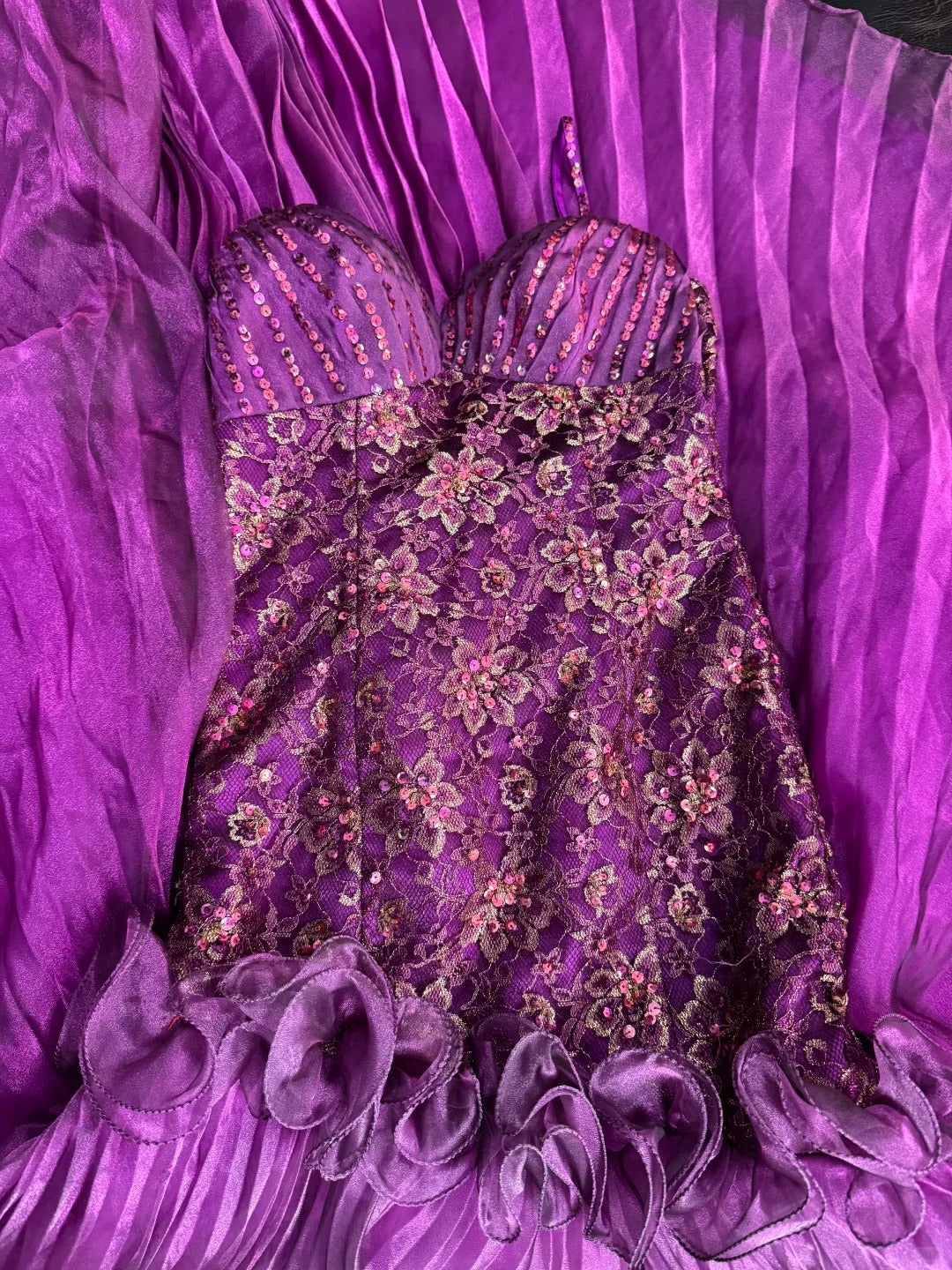 formaldressy-Purple gorgeous floral exquisite beaded long satin tulle mermaid prom dress evening dress gh5353