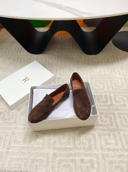 The Row 2025 Tipi Loafer Dark Brown Suede 541526