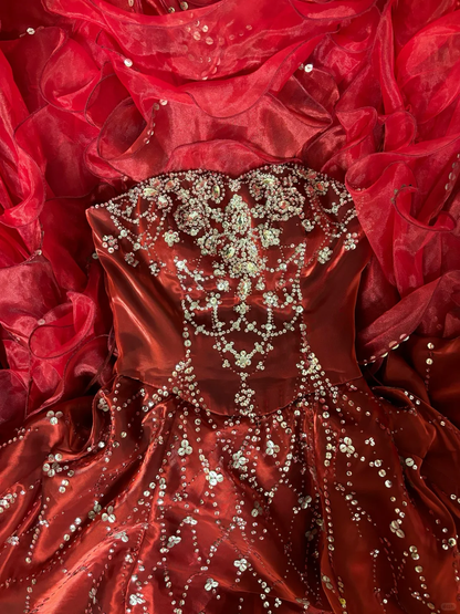 Burgundy Ball Gown Sweetheart Neck Beaded Pleated Satin Prom Dress 18th Birthday Dress SH4926