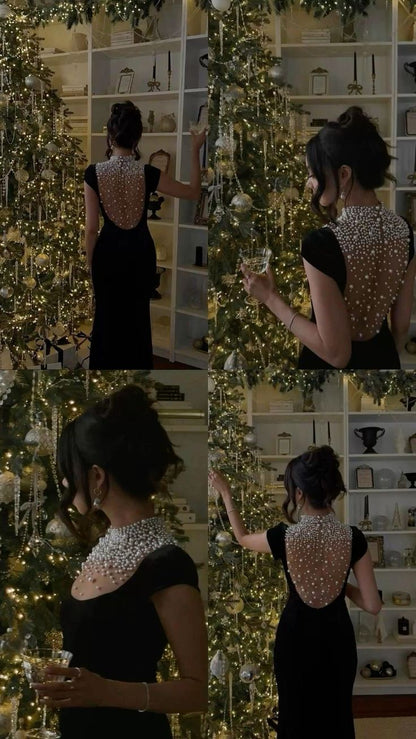 Black Mermaid Formal Dress Long Evening Party Gowns    cg25855