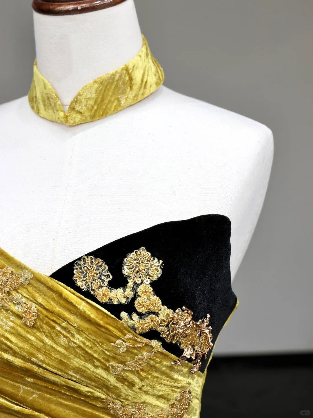 formaldressy -Yellow floral long velvet prom dress evening dress party dress gh5117