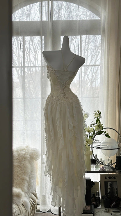 Vintage Evening Dresses, Ivory Sleeveless Party Gowns  cg25525