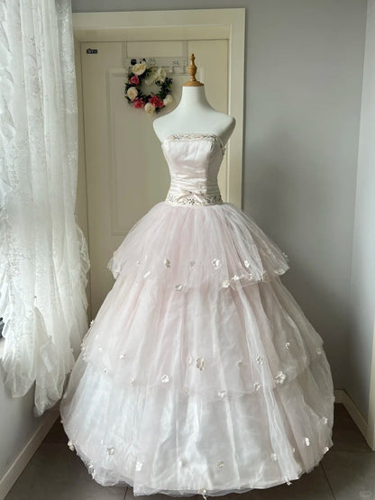 A Line Pink Prom Party Dresses Unique Long Evening Dress Vintage Princess Dress   cg25987