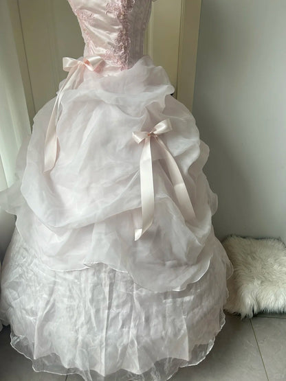 A Line Pink Prom Party Dresses Unique Long Evening Dress Vintage Princess Dress   cg25988