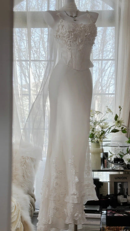 Vintage Evening Dresses, White Sleeveless Party Gowns  cg25527