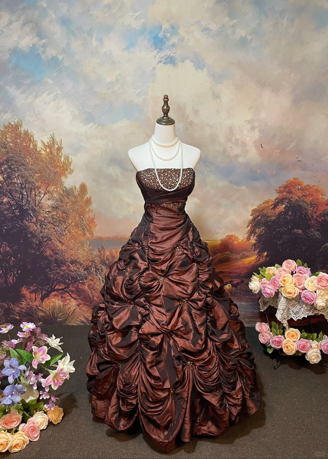 A Line Strapless Ball Gown Quinceanera Dress Unique Evening Dress    cg25565