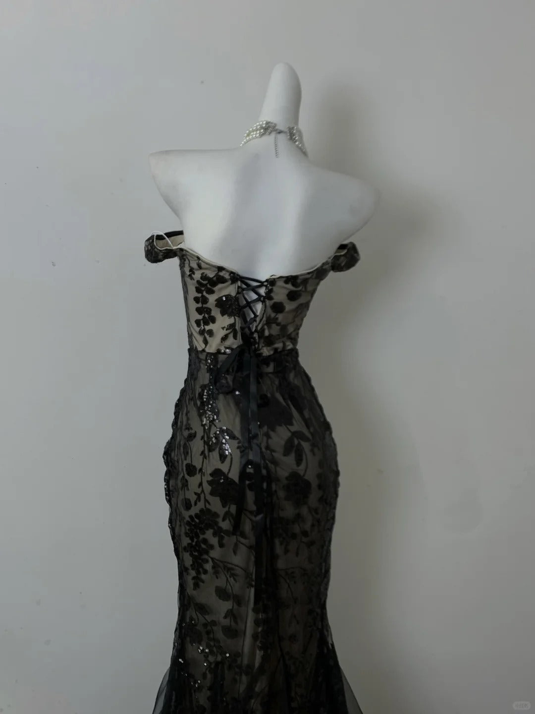 Black Lace Mermaid Evening Dresses,Sleeveless Party Prom Dress, Formal Dress    cg25472