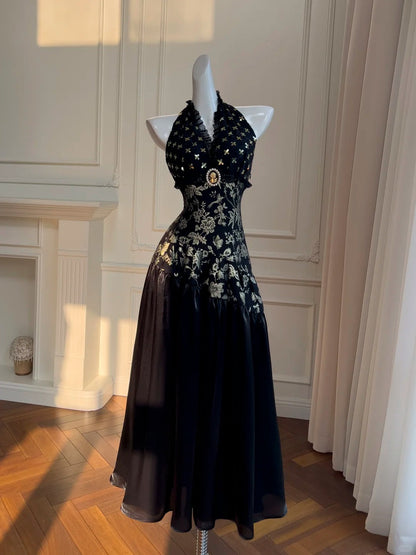 Halter Vintage Evening Dresses,Sleeveless Party Gowns  cg25487