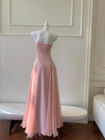 formaldressy--Pink spaghetti strap long dress gh5732