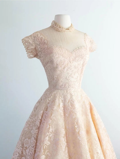A Line Lace Vintage Homecoming Dresses Short Prom Dress Short Party Dress    cg25925