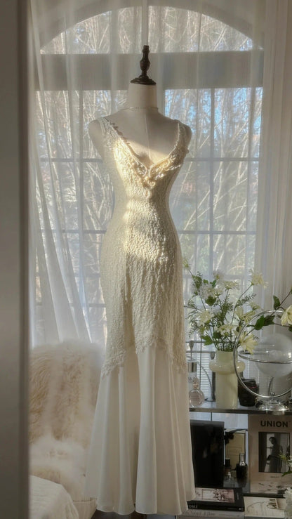 Vintage Evening Dresses, Ivory Sleeveless Party Gowns  cg25522