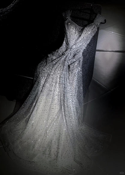 formaldressy--White gorgeous exquisite beaded long princess tulle prom dress ball gown gh5694