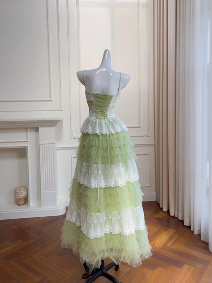 Vintage Multi-layered Evening Dresses Tulle Lace Party Gowns  cg25578