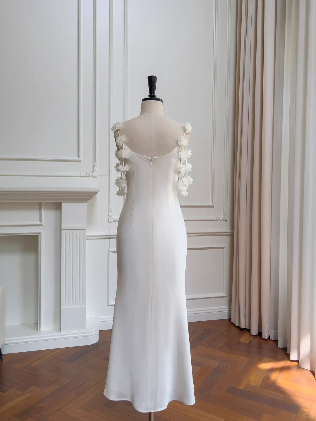formaldressy--White fantasy mid-length satin prom dress gh5582