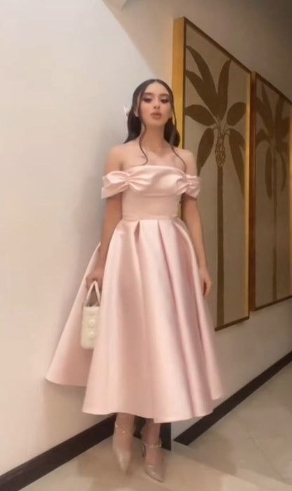 Pretty A-Line Off Shoulder Pink Prom Dresses Formal Evening Dress    cg25864