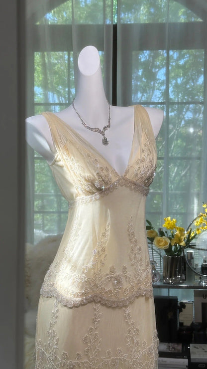 Vintage Evening Dresses, Light Champagne Long Sleeveless Party Gowns  cg25534