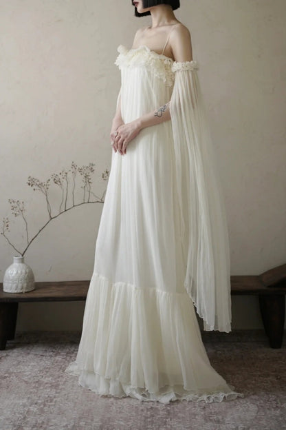 formaldressy--White fairy dress long chiffon dress gh5735