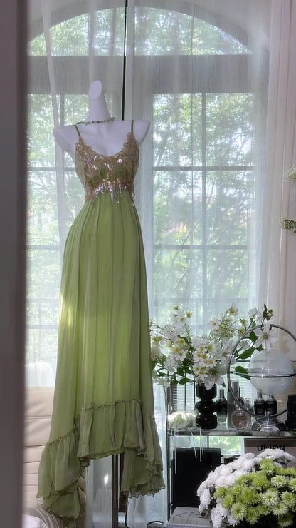 Green Long Vintage Prom Party Dresses Formal Evening Dress   cg25893