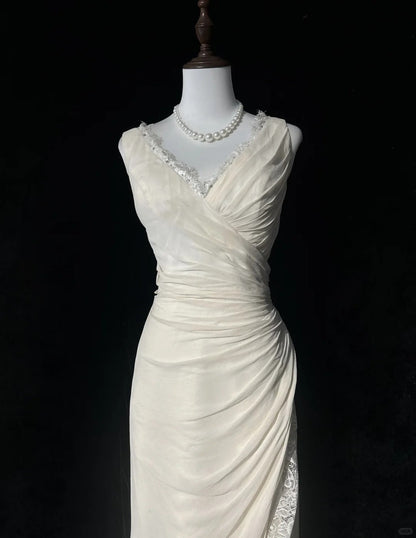 Ivory Formal Dress Vintage Long Party Dress Evening Dress Prom Dresses     cg25717