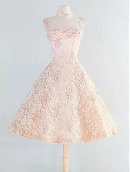 A Line Lace Vintage Homecoming Dresses Short Prom Dress Short Party Dress    cg25923