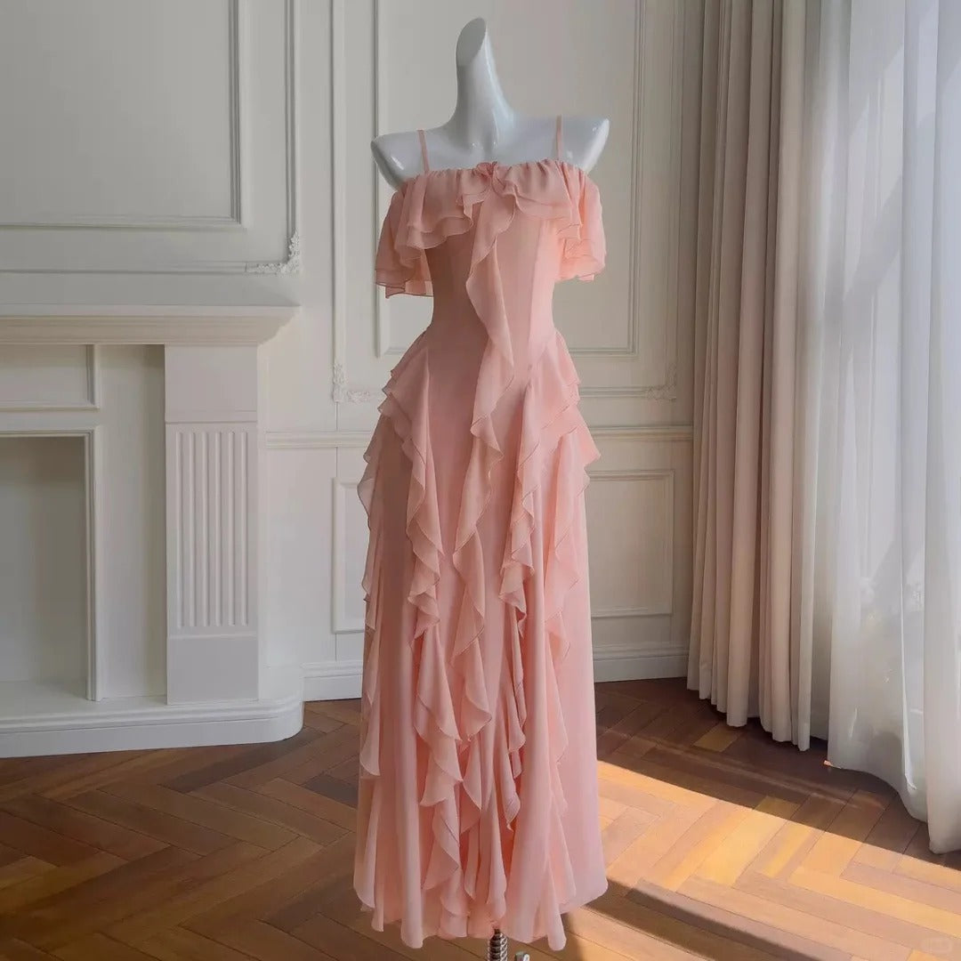 formaldressy--mint green/pink floral long chiffon prom dress gh5580