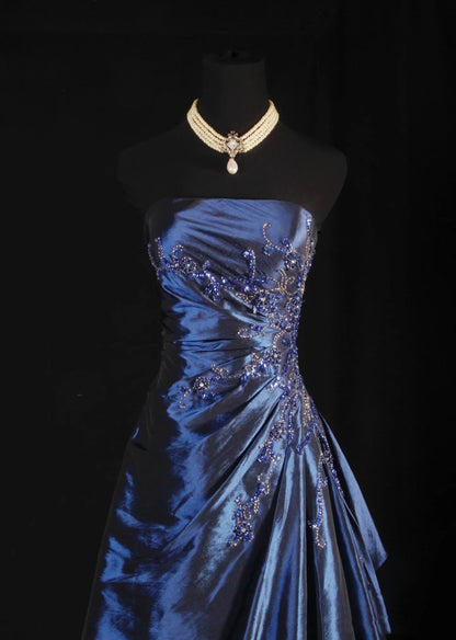 Pretty A Line Sleeveless Navy Blue Long Prom Dress Evening Dress      cg25270