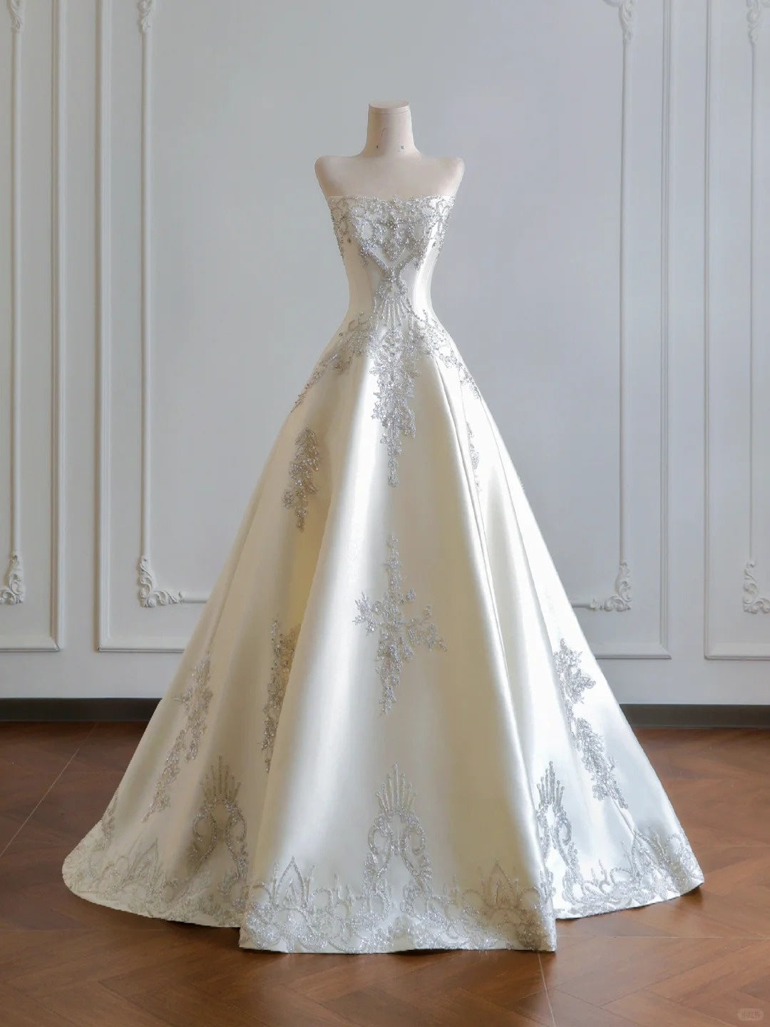 formaldressy--White exquisite beaded long satin prom wedding dress gh5482