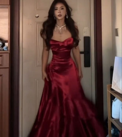 Burgundy Evening Dresses, Sleeveless Long Prom Party Gowns  cg25556