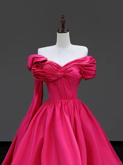 formaldressy -Pink elegant long satin prom dress evening dress party dress gh5122